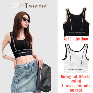 Áo tập thể thao sát nách - áo bra croptop có viền áo sành điệu