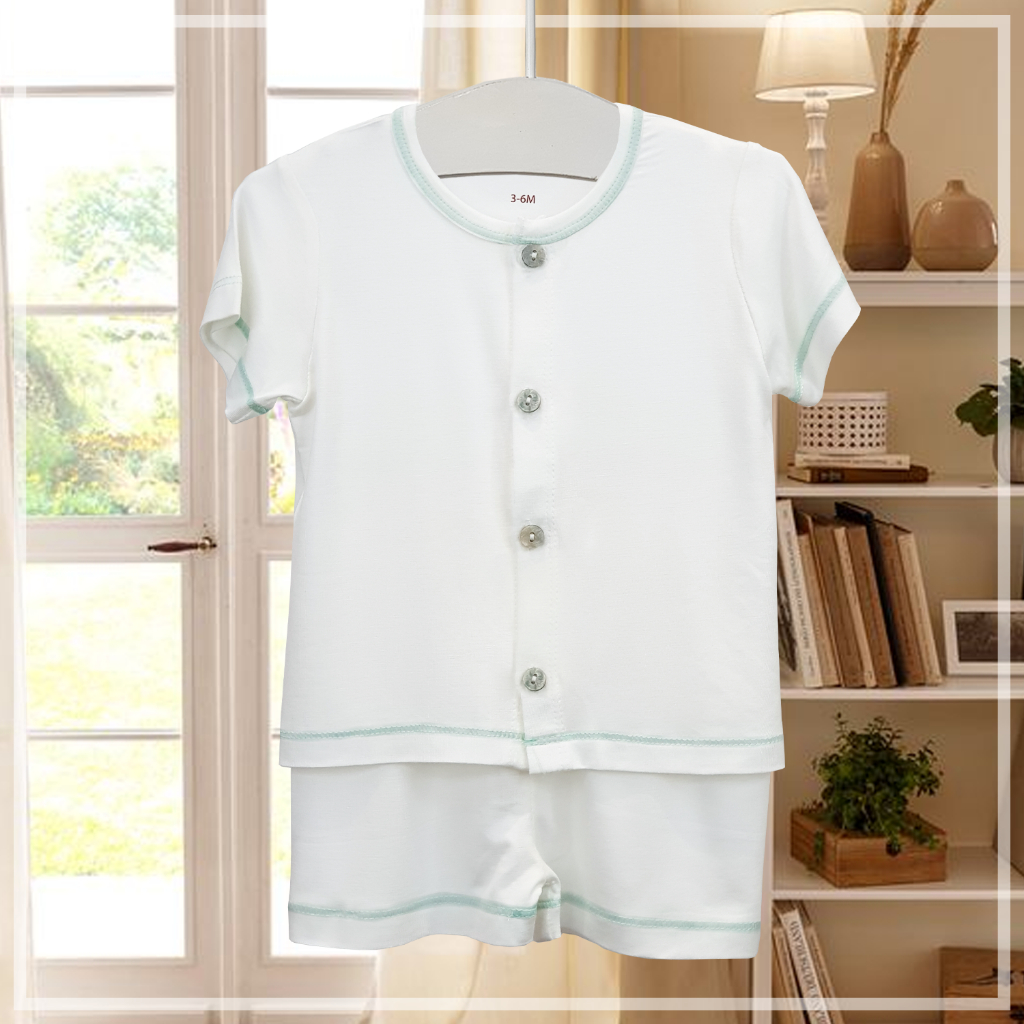 Bộ quần áo cộc cài thẳng  cho bé