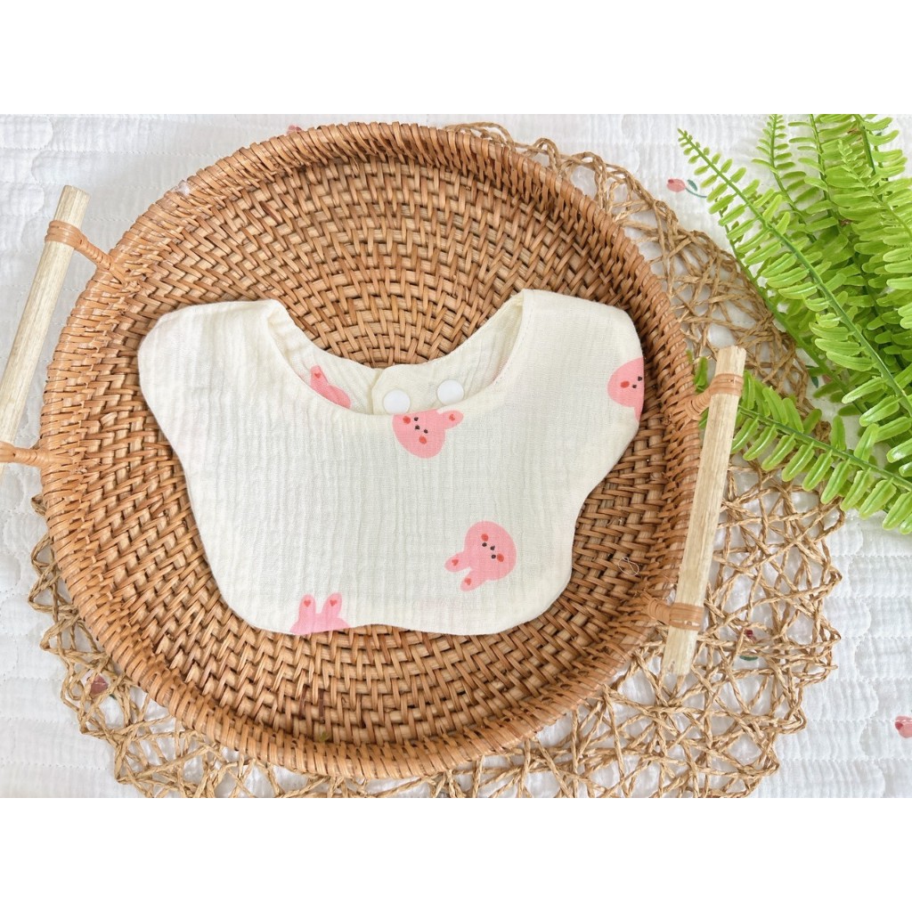 Yếm tròn xô muslin hình hoa cho bé nhiều mẫu xinh yêu