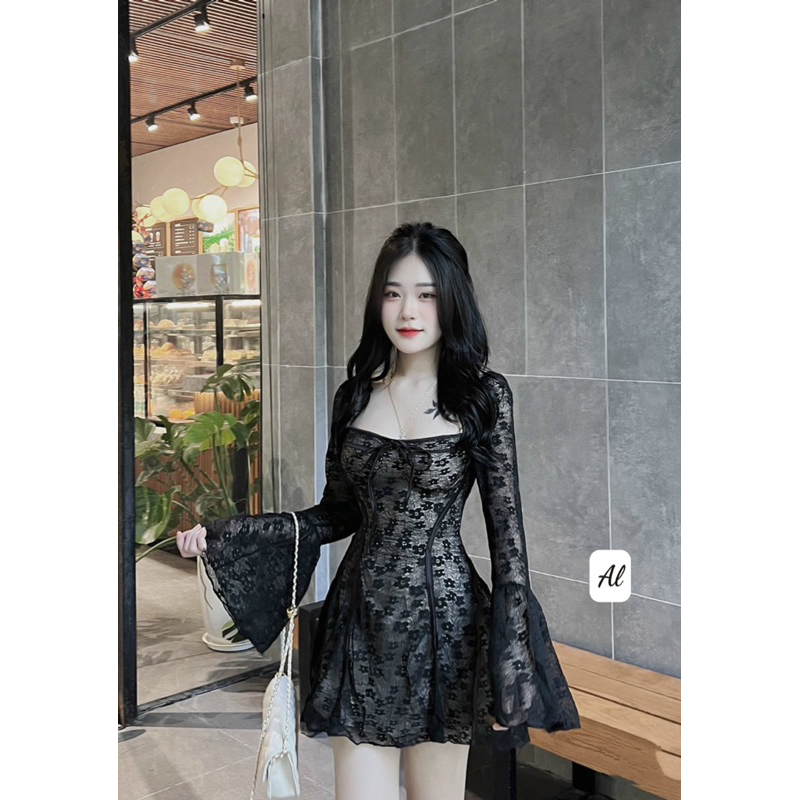 Váy ren hot hit mặc được 2 kiểu 2 màu đen trắng kèm ảnh thật