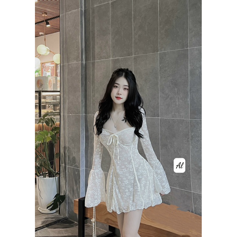 Váy ren hot hit mặc được 2 kiểu 2 màu đen trắng kèm ảnh thật