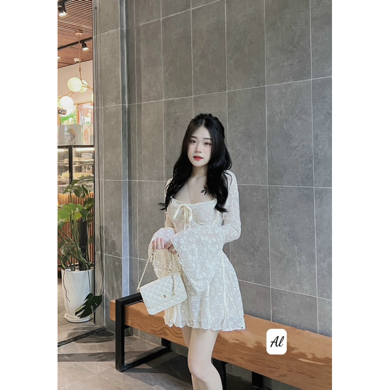 Váy ren hot hit mặc được 2 kiểu 2 màu đen trắng kèm ảnh thật