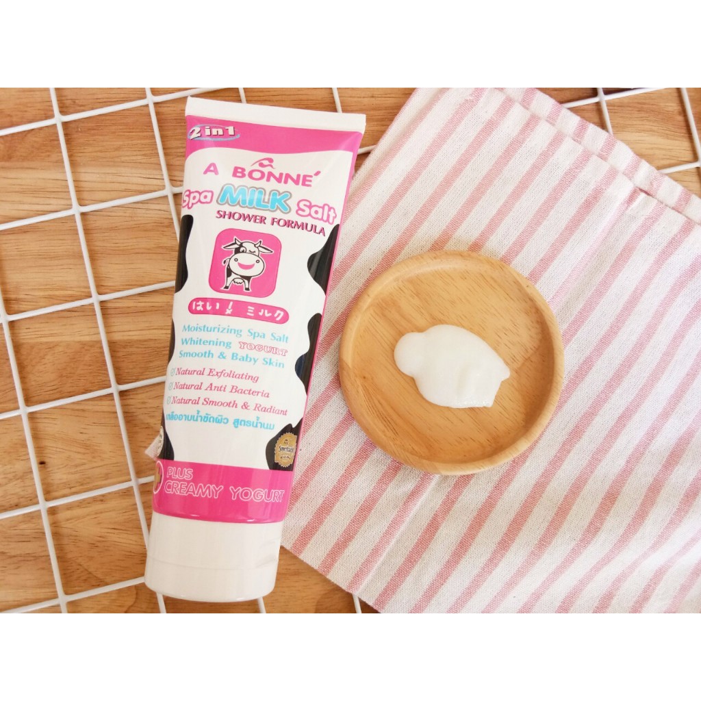 Muối Tắm Sữa Bò Spa A Bonne Làm Trắng Da, Tẩy Tế Bào Chết A Bonne Spa Milk Salt Shower Formula 350g (Tuýp)