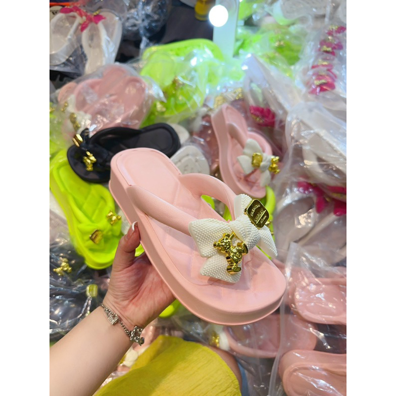 Dép kẹp gấu nơ quai óng Đẹp quá mức quy định 🥰🥰🥰 siu reee #sz36-40 fom vừa chân đầy tăng sz.