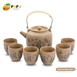 Bộ ấm pha trà gốm sứ kèm hộp qùa tặng Bộ ấm chén uống trà cao cấp Bộ Bình trà gốm sứ phong cách nhật bản Tea set FOFO