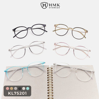 Gọng Kính Oval Kim Loại Phối Nhựa HMK Eyewear Xinh Xắn Phong Cách Dễ Mang - KL75201