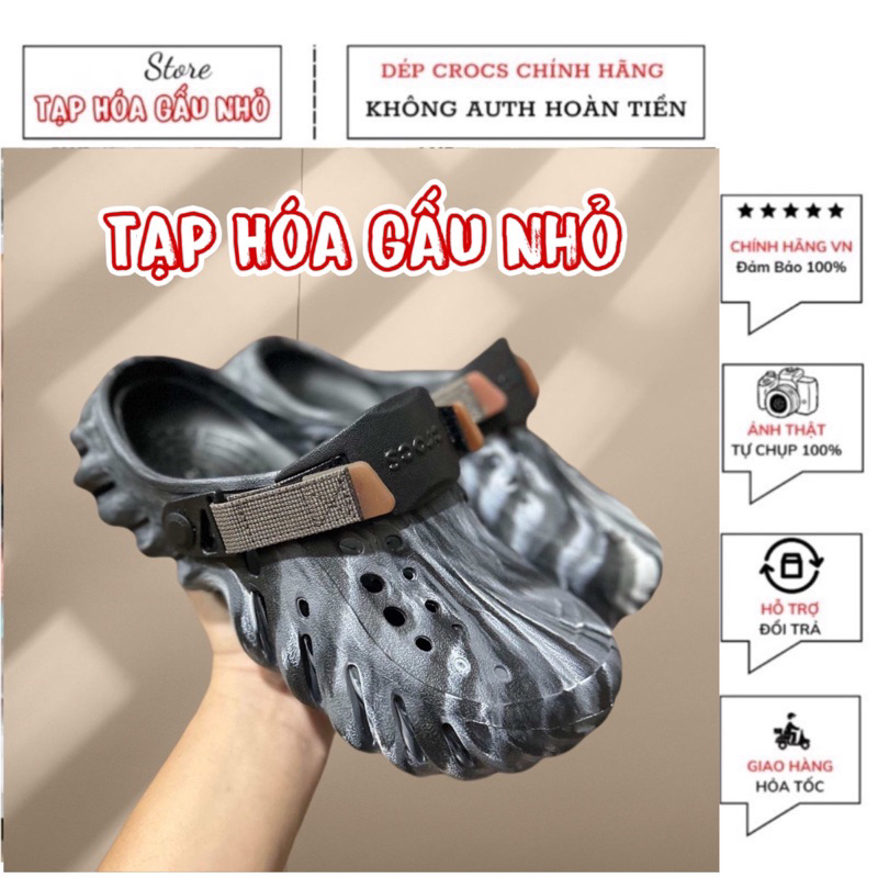 |CHÍNH HÃNG| Dép ECHO CROCS LOANG ĐEN nam nữ unisex,lỗi nhỏ đã xử lý,Tặng kèm Sticker