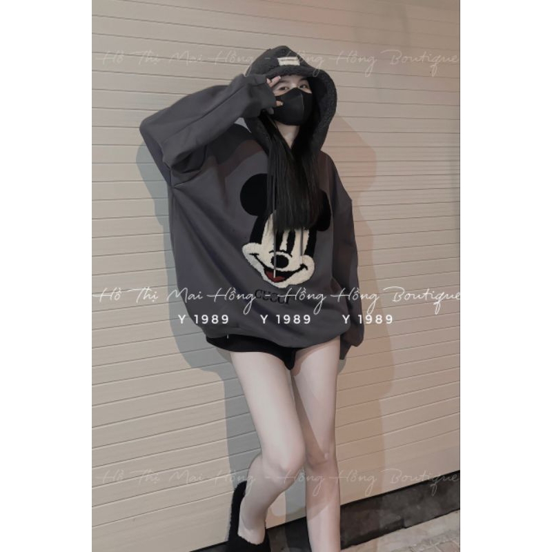Áo nỉ hình Mickey lót lông