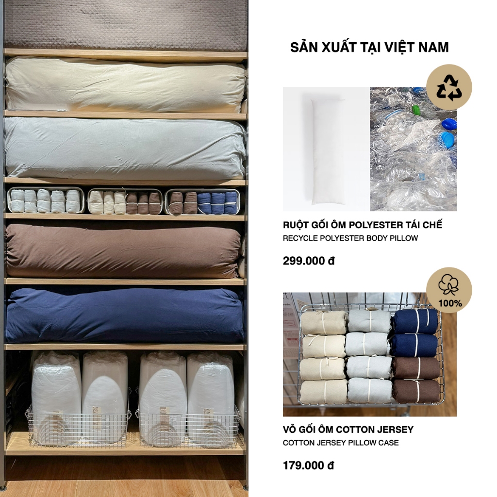 MUJI GỐI ÔM POLYESTER TÁI CHẾ