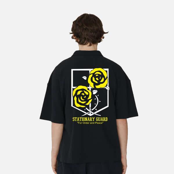 Áo Polo Nam NAP Brand Vải Cá Sấu Cotton In Hình Stationary Guard  Phong Cách Trẻ Form Rộng Mã P253