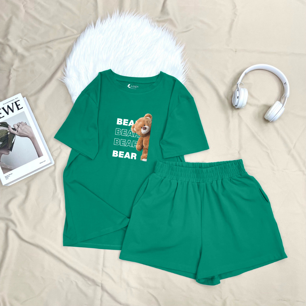 Set đồ nữ in hình gấu BEAR - Bộ đồ nữ Loza BP17