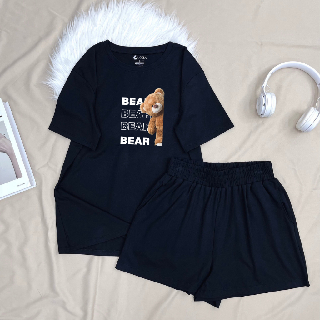 Set đồ nữ in hình gấu BEAR - Bộ đồ nữ Loza BP17