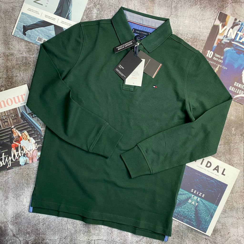 Polo dài tay Tom.my Hil.figer logo ngực slimfit