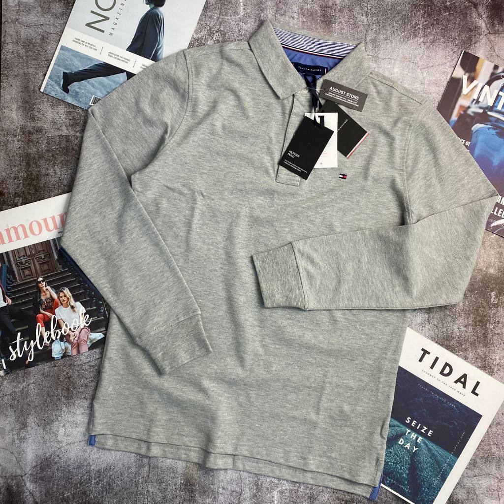 Polo dài tay Tom.my Hil.figer logo ngực slimfit