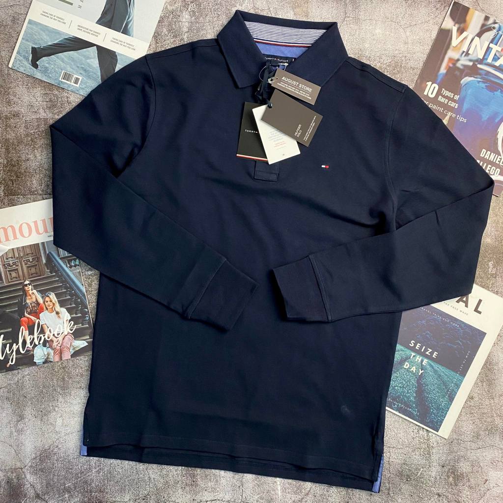 Polo dài tay Tom.my Hil.figer logo ngực slimfit