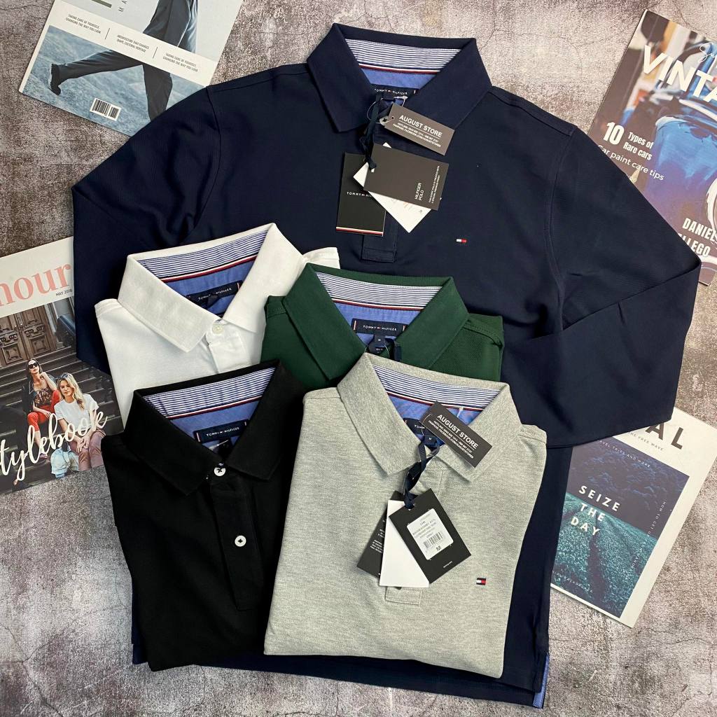 Polo dài tay Tom.my Hil.figer logo ngực slimfit