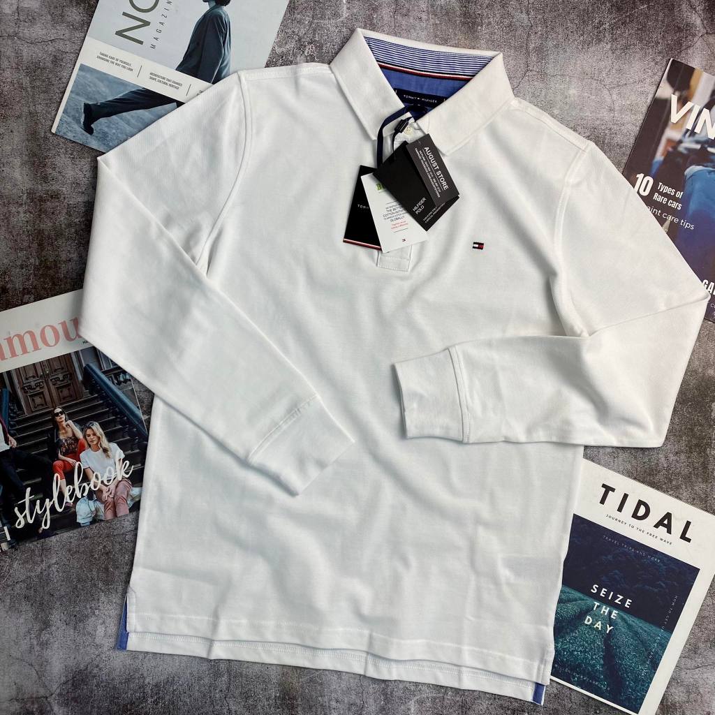 Polo dài tay Tom.my Hil.figer logo ngực slimfit