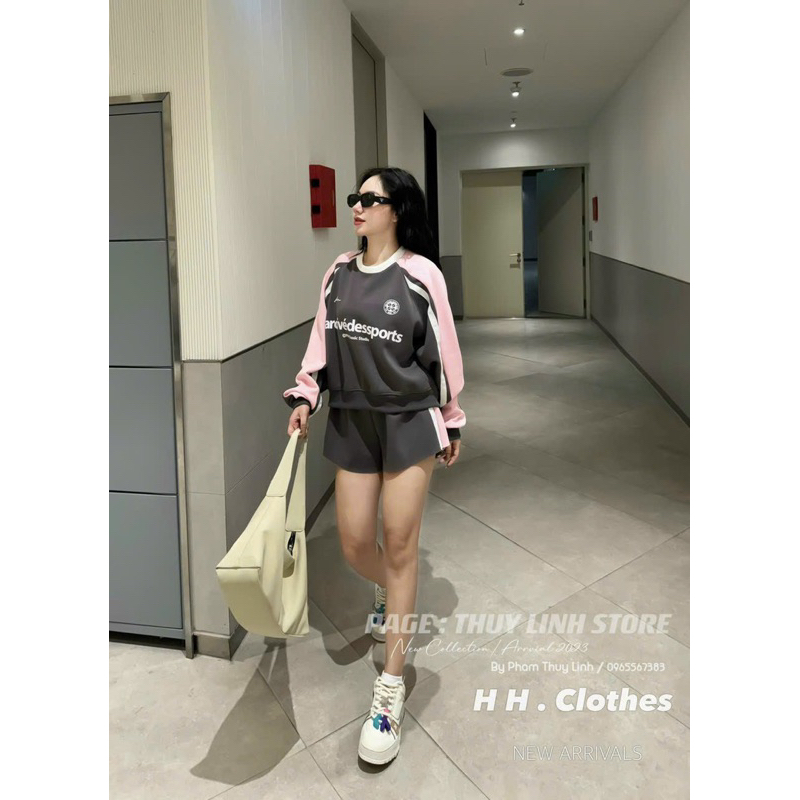 Set áo tay dài phối màu kèm quần short