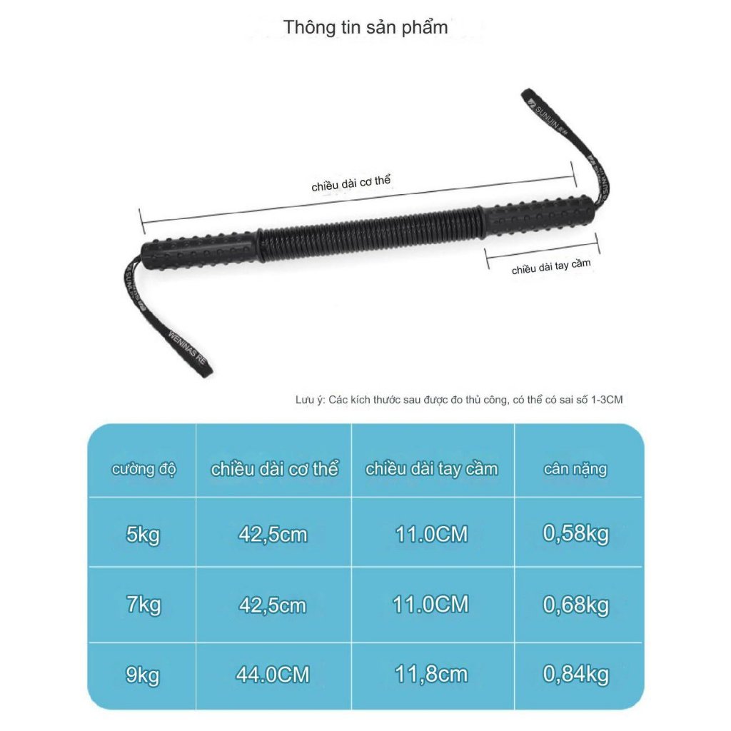 Gậy Bẻ Lò Xo 5kg, 7kg, 9kg Tập Cơ Tay Cho Trẻ Em An Toàn Tuyệt Đối