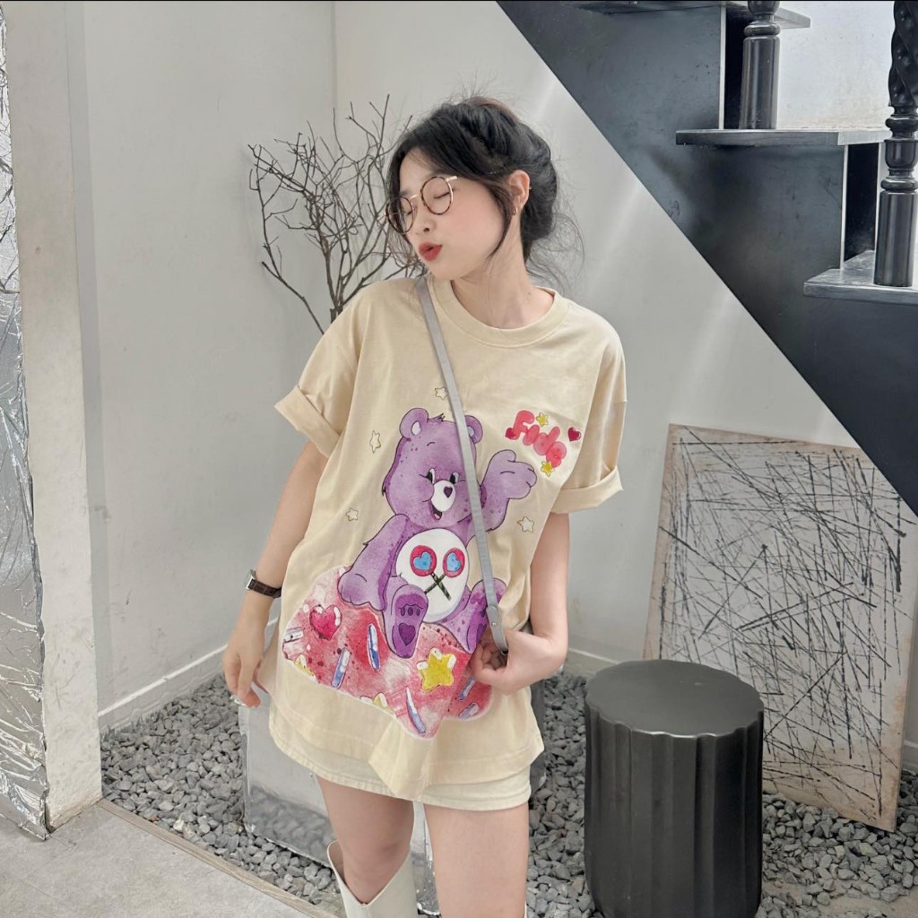 Áo thun Local Brand GẤU CARE IGU UNISEX,Áo Phông Chất Cotton Phong Cách Hàn Quốc.