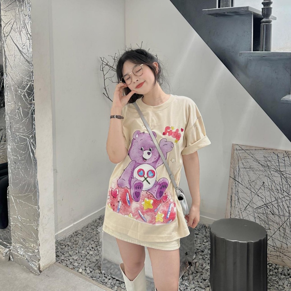 Áo thun Local Brand GẤU CARE IGU UNISEX,Áo Phông Chất Cotton Phong Cách Hàn Quốc.