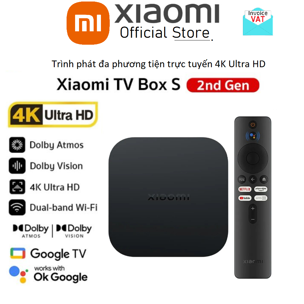 Android Tivi Box Xiaomi Mibox S Gen 2 Độ phân giải 4K (4096 × 2160) 2GB+8GB, Hệ điều hành Google TV, DOLBY+DTS