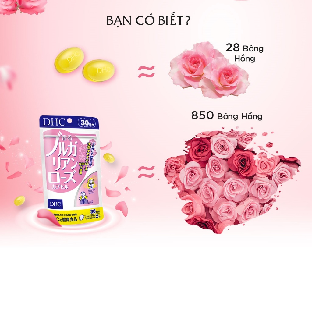 Viên Uống Hoa Hồng DHC Làm Thơm Cơ Thể Bulgarian Rose 60 viên