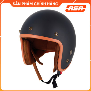 Mũ bảo hiểm 3/4 cao cấp - Nón bảo hiểm 3/4 chính hãng lót nâu (đen trơn lót nâu)
