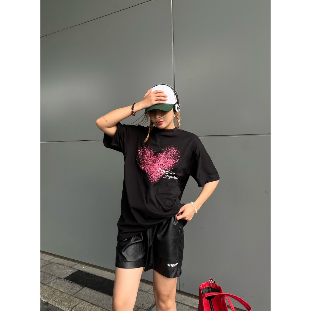 Áo thun form rộng Paradox tay lỡ - Unisex - In hình - HEART DISBAND - Đen, Trắng