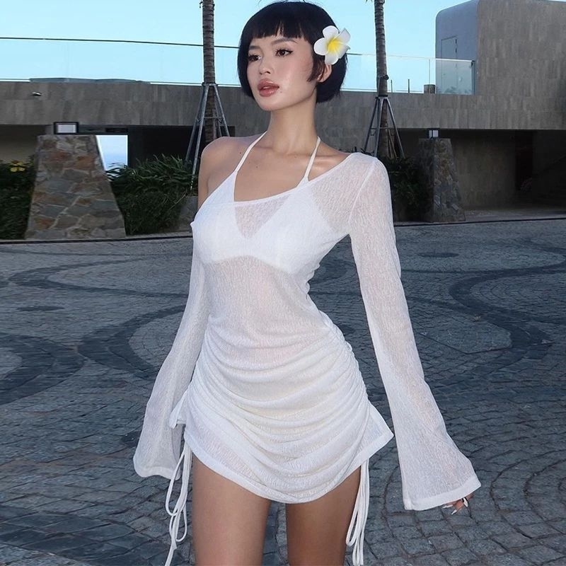 Váy Xuyên Thấu Cover up Bikini Trễ Vai Siêu Tây