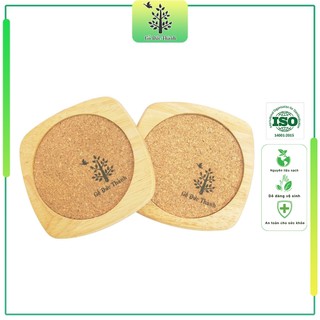 Bộ 2 miếng lót ly (cốc) hình bầu | Gỗ Đức Thành - 22171 | Thấm hút tốt