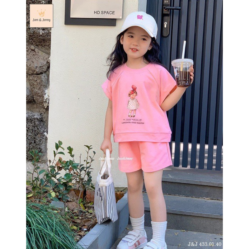 Set bộ Jam&Jenny cotton 4 chiều áo thun quần short bé gái