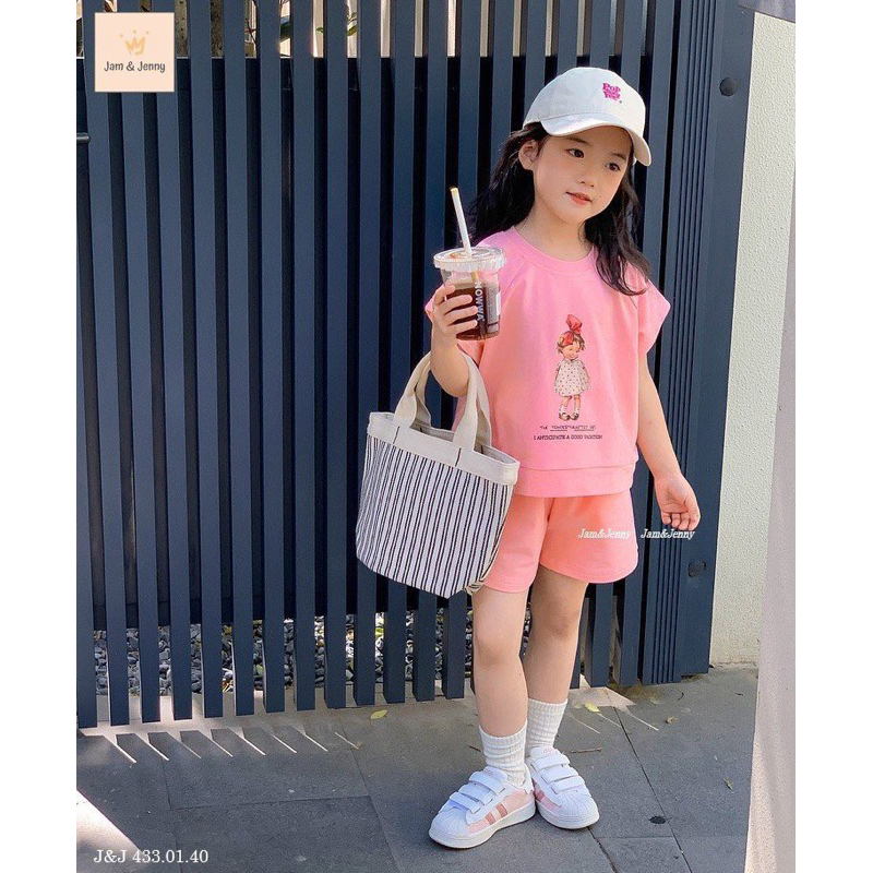 Set bộ Jam&Jenny cotton 4 chiều áo thun quần short bé gái