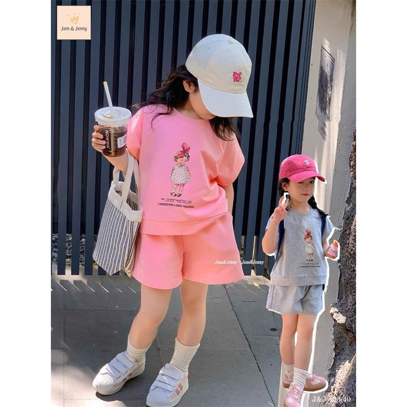 Set bộ Jam&Jenny cotton 4 chiều áo thun quần short bé gái