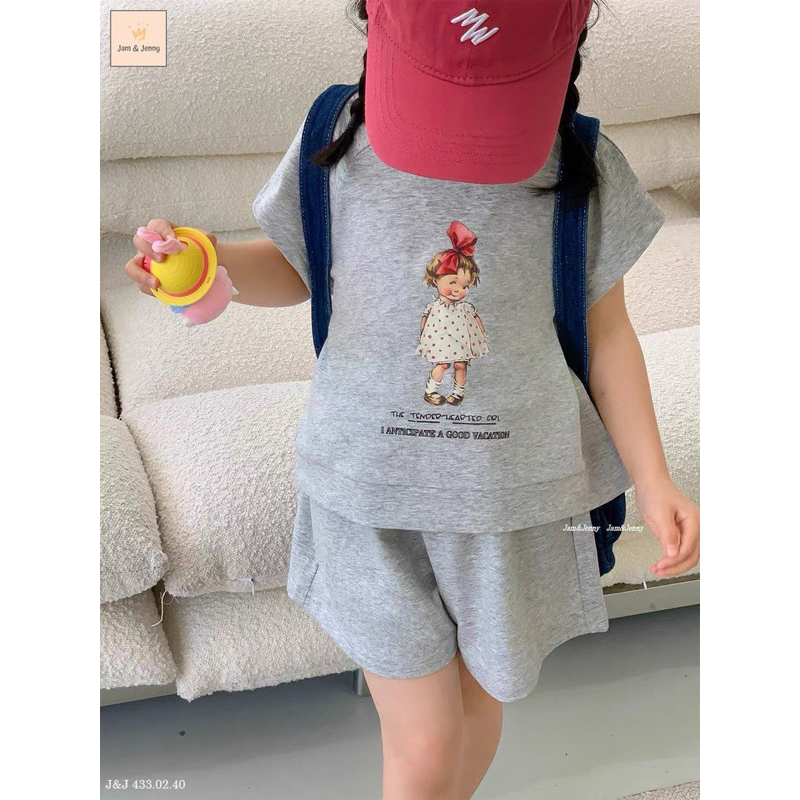 Set bộ Jam&Jenny cotton 4 chiều áo thun quần short bé gái