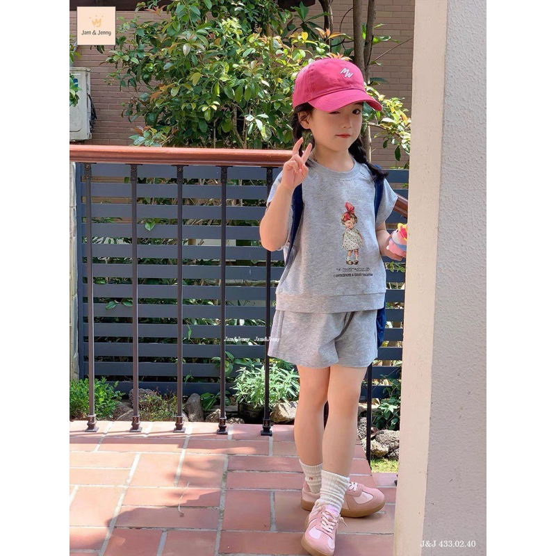 Set bộ Jam&Jenny cotton 4 chiều áo thun quần short bé gái
