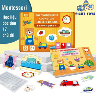 Học liệu bóc dán Montessori cho bé, học liệu busy book bóc dán thông minh 17 chủ đề, Sách bóc dán tiếng Anh