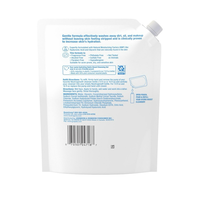 Sữa rửa mặt Neutrogena Hydro Boost bịch lớn 473ml siêu tiết kiệm, chính hãng USA 🇺🇸