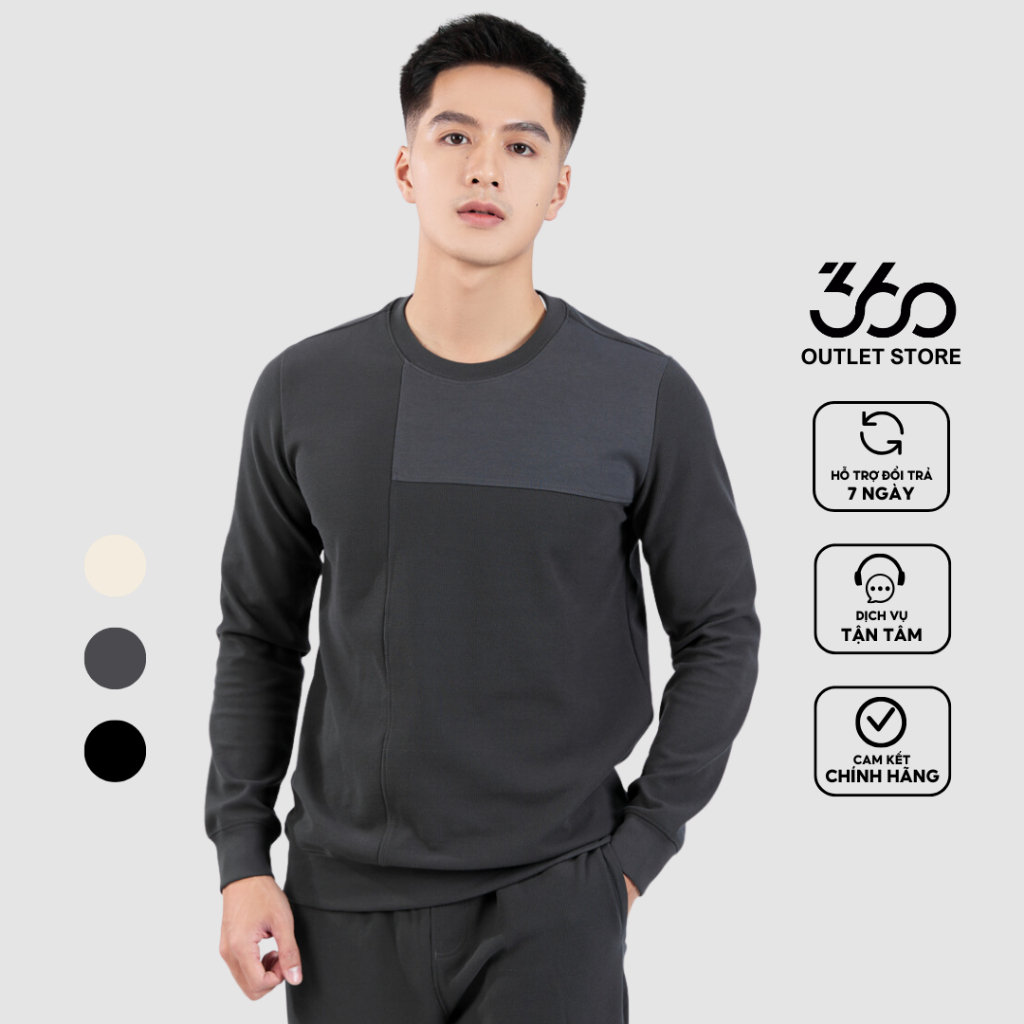 Áo nỉ nam dài tay cổ tròn phối màu độc đáo thương hiệu 360 Boutique chất liệu cao cấp - ANMTK403