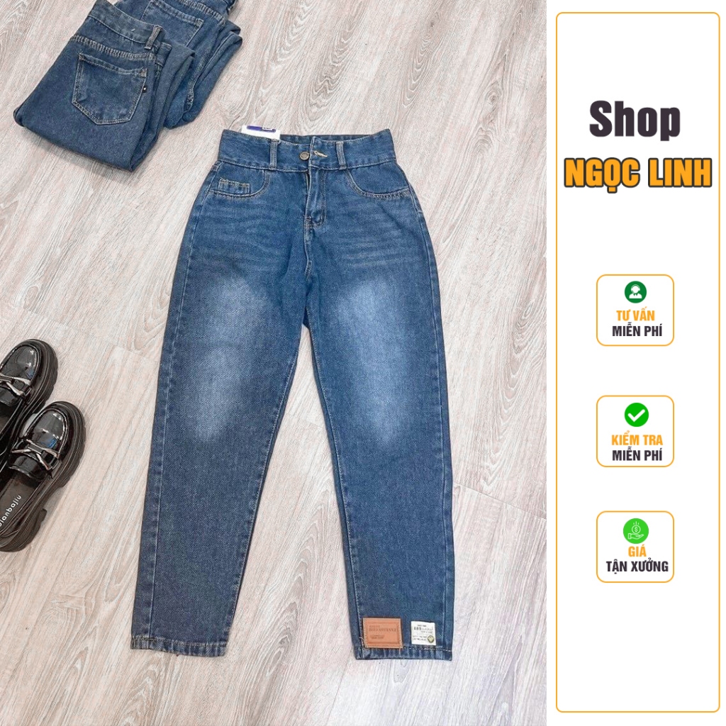 Quần Bò Nữ Baggy Mác Gấu Lưng Cao Phong Cách, Quần Jean Nữ Baggy Cạp Cao Dễ Phối Đồ