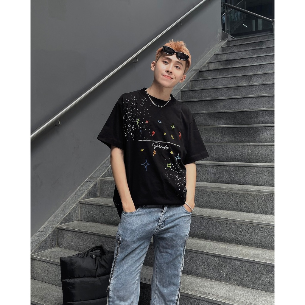 Áo thun form rộng Paradox tay lỡ - Unisex - In hình - DREAM WITH STARS TEE - Nhiều màu