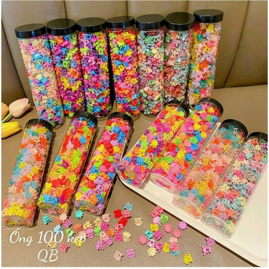 Set 100 Kẹp Tóc Nhỏ Màu Sắc Kẹo Ngọt Phong Cách Hàn Quốc Cho Bé Gái