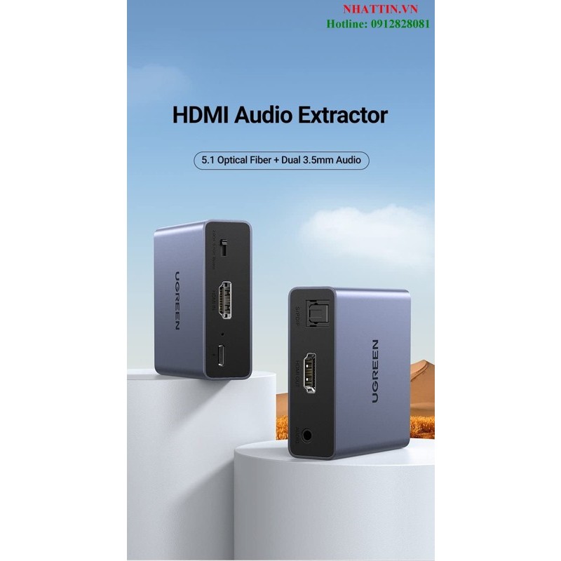 Bộ chuyển đổi tách âm thanh HDMI ra HDMI kèm Audio 3.5mm và Optical  Ugreen 60649 cao cấp