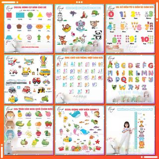 Decal dán tường cho Bé - Dán tường động vật, chữ cái, chữ số, thước đo chiều cao
