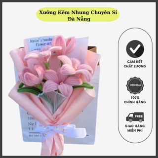 Hoa ly decor kẽm nhung handmade để bàn học làm việc
