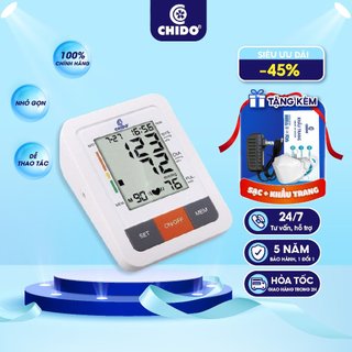 Máy Đo Huyết Áp Điện Tử Cầm Tay Chido, Máy Đo Huyết Áp Bắp Tay, Đo Nhịp Tim Công Nghệ Nhật Bản, 1 Đổi 1 Trong  5 năm