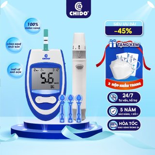 Máy Đo Đường Huyết Chido, Máy Đo Tiểu Đường Công Nghệ Nhật Bản, Bào Hành 5 Năm 1 Đổi 1, Tặng 50 Que Thử + 50 Kim Lấy Máu
