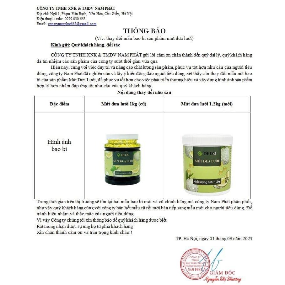 Mứt dưa lưới dedu 1.2kg