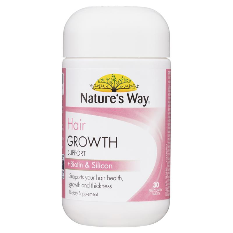Nature's Way Hair Growth Support + Biotin & Silicon - Hỗ Trợ Tóc Mọc Dày, Óng Ả (Hộp 30 Viên)
