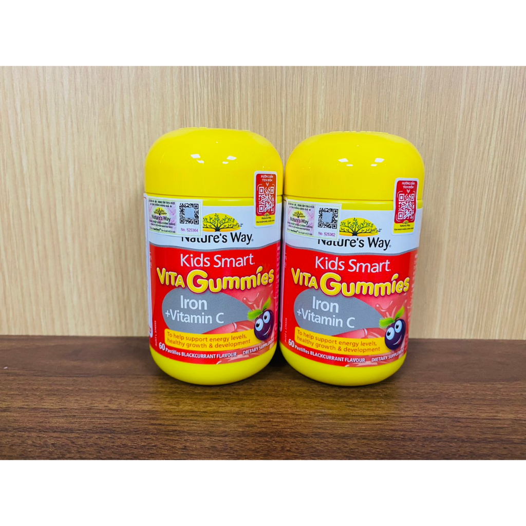 Nature's Way Kids Smart Vita Gummies Iron + Vitamin C - Kẹo Dẻo Bổ Sung Sắt Hữu Cơ Và Vitamin C (Hộp 60 Viên)